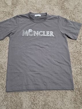 Moncler Embroidered Logo Cotton Short Sleeve T-Shirt Grey Men's Size M